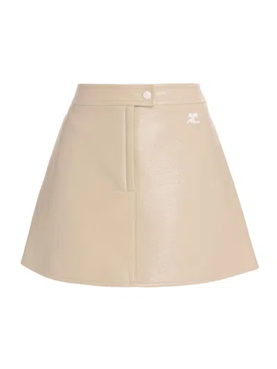 Courrèges Reedition Crinkled Vinyl Mini Skirt In Pink