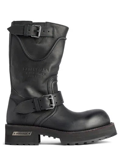 Balenciaga Venom Boots In Worn-out Effect Leather Shoes In Black