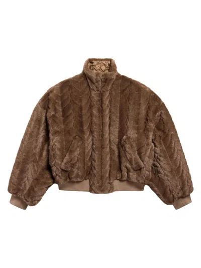 Balenciaga Cropped Jacket With Raised Cable Pattern In Brown