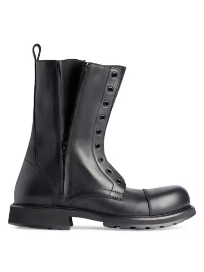 Balenciaga Rugged Leather Ankle Boots With Chunky Sole In Animal Print