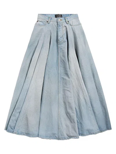 Balenciaga Maxi Skirt With Innovative Design And Five-pocket Style In Blue