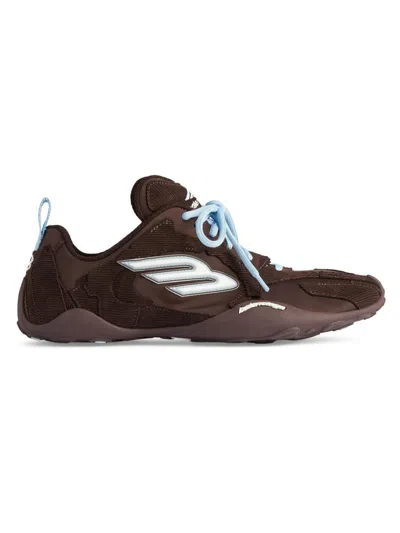 Balenciaga Women Brown Canvas And Corduroy Monday Ultra Sneakers In Burgundy