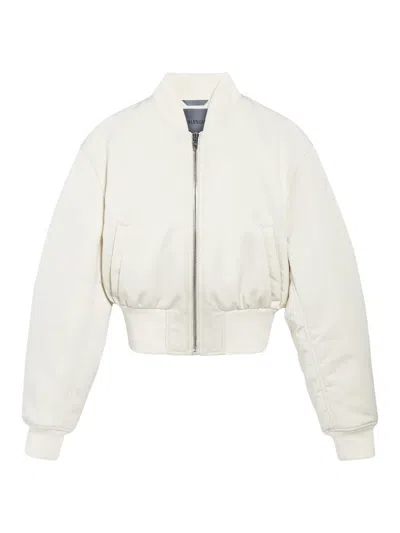 Balenciaga Cropped Bomber Jacket In Technical Faille In Neutral