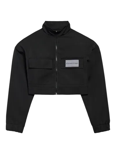 Balenciaga Cropped Technical Faille Track Jacket In Black