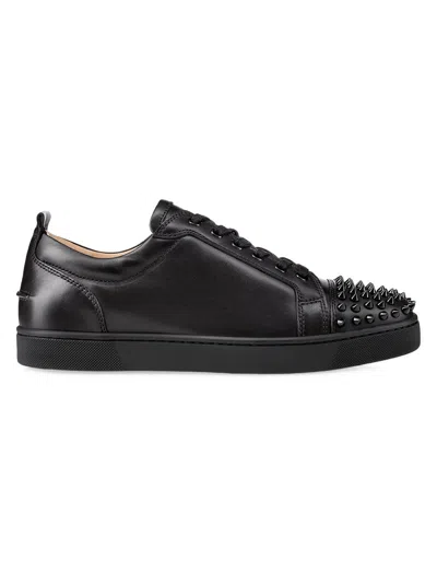 Christian Louboutin Louis Junior Spikes Cap-toe Leather Sneakers In Black