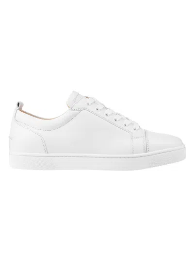 Christian Louboutin Louis Junior Spikes Cap-toe Full-grain Leather Sneakers In White