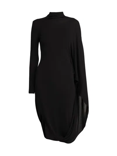 Stella Mccartney Asymmetric Cape Midi Dress In Black