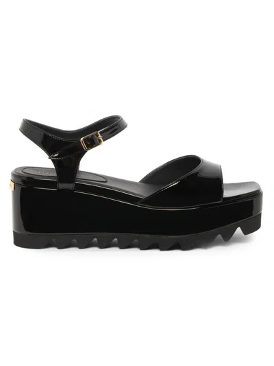 Stella Mccartney Platform Sandals Nylon Ankle Strap Silk Upper In Black