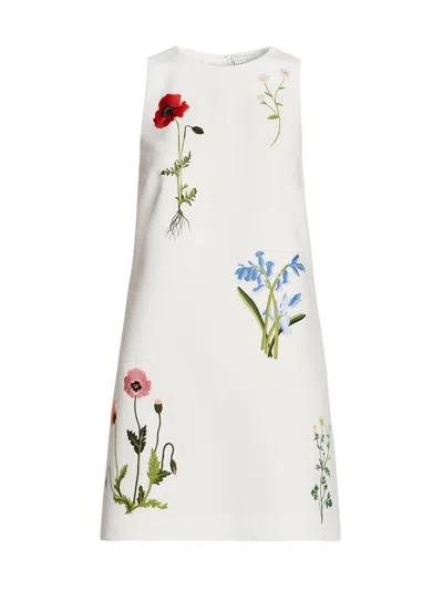 Stella Mccartney Floral Embroidered Sleeveless Mini Shift Dress In Green