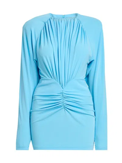 Stella Mccartney Short Draped Dress Mini Length Gathered Detailing In Blue