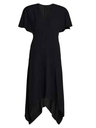 Stella Mccartney Womens Black Relaxed-fit V-neck Woven Midi Dress