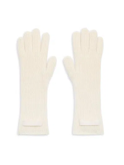 Jacquemus Ribbed Wool Gloves With Grosgrain Logo Detail In White