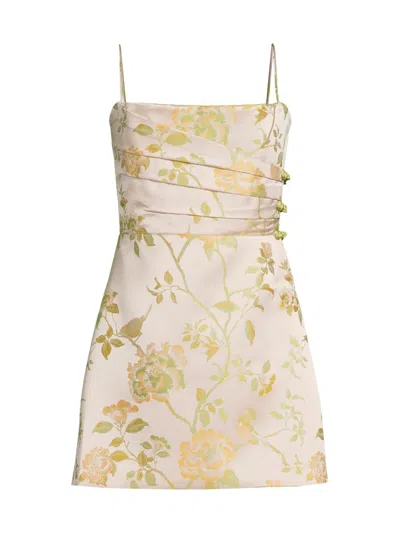 Sau Lee Mari Brocade Cocktail Dress In Neutral