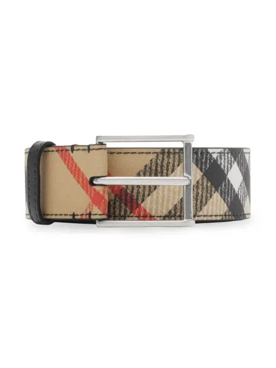 Burberry Check-pattern Belt In Brown