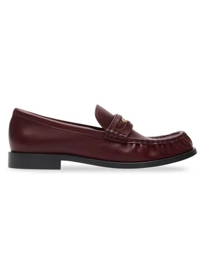 Burberry Cadet Grained Calf Leather Penny Loafers In Burgundy
