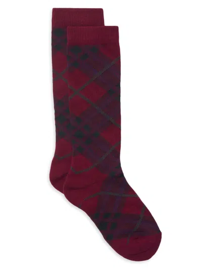 Burberry Check-pattern Socks In Red