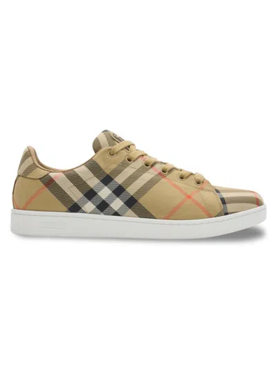 Burberry Canvas Sneakers With Check Pattern Design In Nude