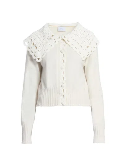 Erdem Convertible Merino Wool-blend And Crocheted Organic Cotton Cardigan In White