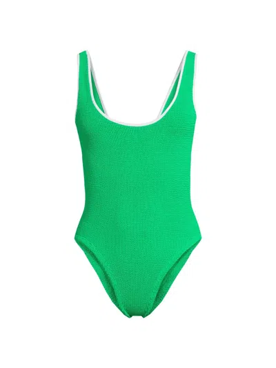 Hunza G Square Neck One Piece Swimsuit In Green
