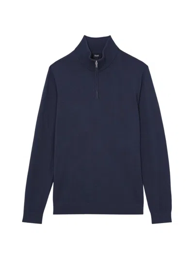 Reiss Mens Midnight Navy Blackhall Half-zip Long-sleeve Merino-wool Jumper Xl In Blue