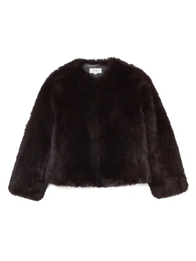 Reiss Marco Faux Fur Jacket In Brown