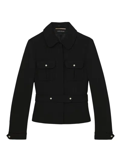 Reiss Black Atelier Wool Belted Jacket