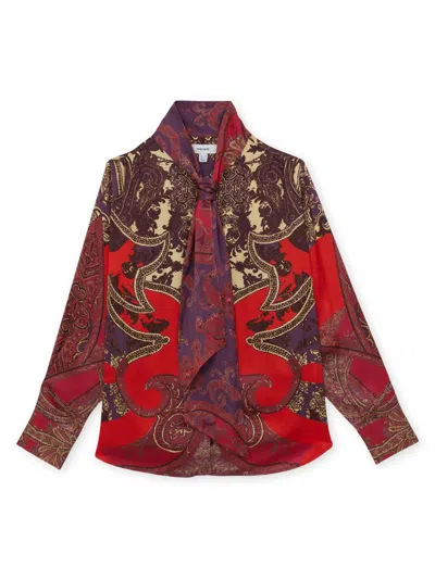 Reiss Womens Jade Paisley-print Woven Top Red In Purple
