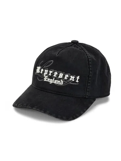 Represent Embroidered Script Cap Hat In Orange