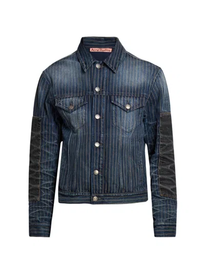 Acne Studios Men Patchwork Denim Jacket In Blue
