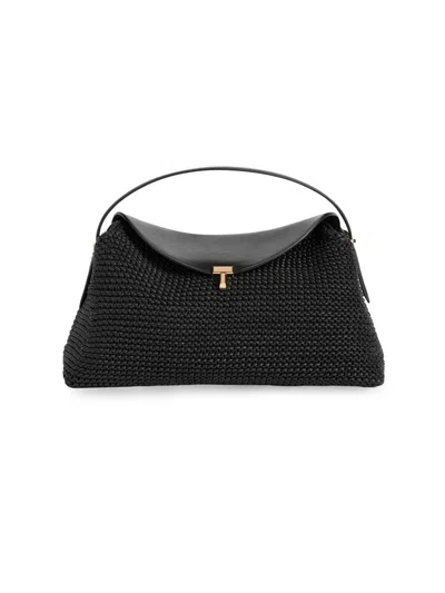 Totême Toteme T-lock Woven Leather Clutch Bag Bags In Black