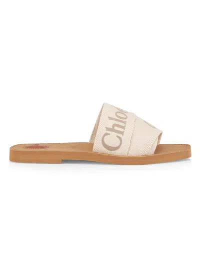 Chloé X High Summer Woody Embroidered Logo Flat Sandals In Pink