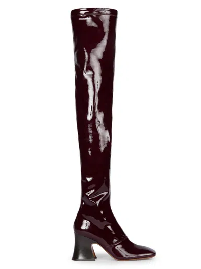 Chloé Janis Patent Over-the-knee Boot In Burgundy
