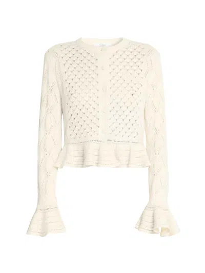 Chloé Latte-colored Crochet Cardigan In Cotton Blend In Neutral