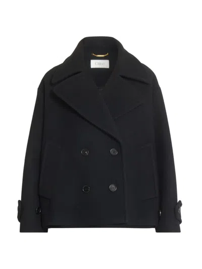 Chloé Double-breasted Buttoned Coat In Black