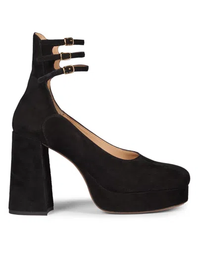 Chloé 100mm Loti Suede Platform Block-heel Pumps In Black