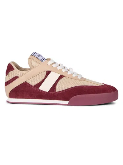 Chloé Kick Mixed Leather Retro Low-top Sneakers In Burgundy