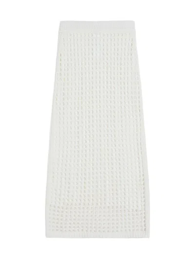 Max Mara Pure Cotton Webbing Mini Skirt With Elasticated Waist In White