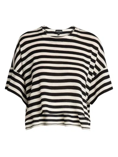 Giorgio Armani Striped Virgin-wool Top In Black