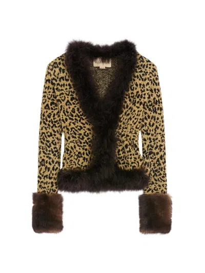 Valentino Jacquard-strickjacke Mit Animalprint Aus Lurex Frau Animalier Xs In Animal Print