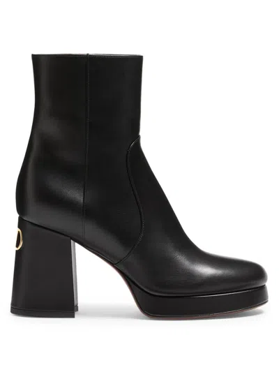 Valentino Garavani Fawcette Platform Ankle Boot In Calfskin 90mm Woman Black 42 In Black