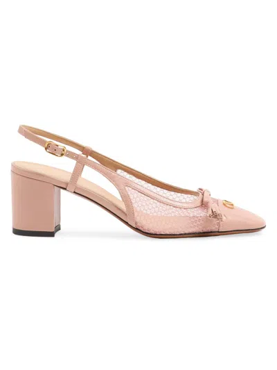 Valentino Garavani Valet Du Roi Slingback Pump In Mesh And Kidskin 60mm Woman Pink 42 In Pink