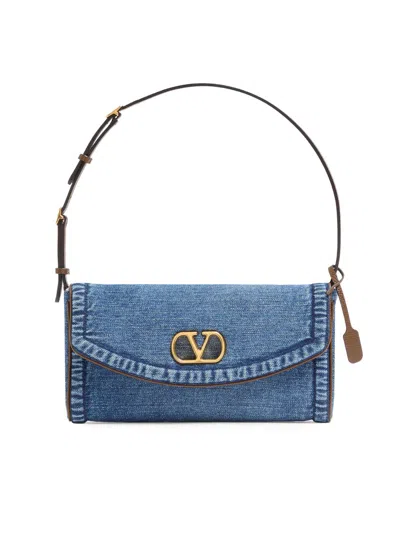 Valentino Garavani  Garavani Devain Small Denim Shoulder Bag Woman Denim Uni In Blue