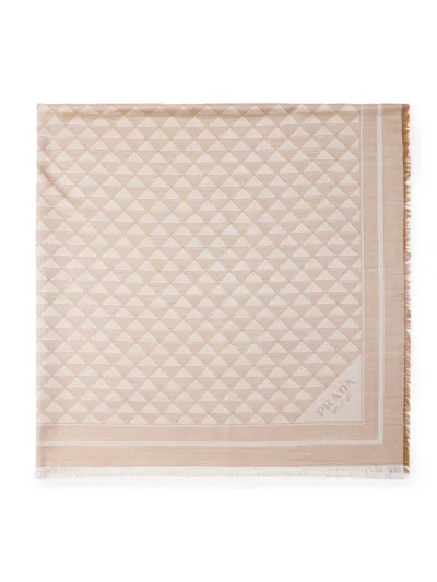 Prada Silk And Wool Shawl In Neutral