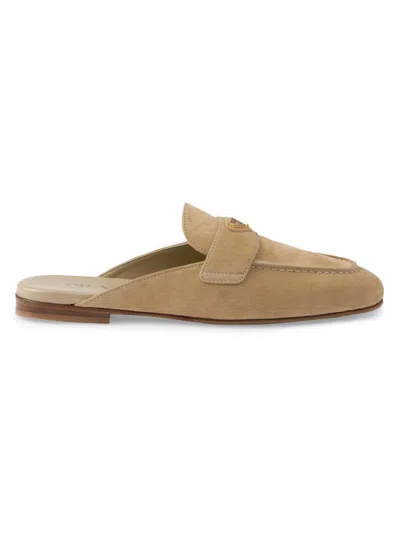 Prada Suede Mules In Neutral