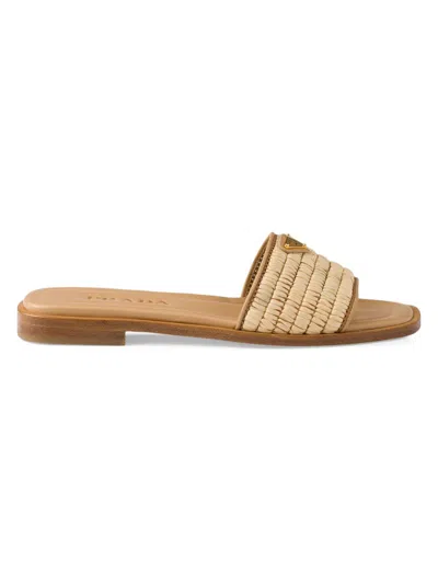 Prada Round-toe Flat Slippers In Nude