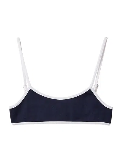 Miu Miu Thin Shoulder Strap Swimsuit In Blue
