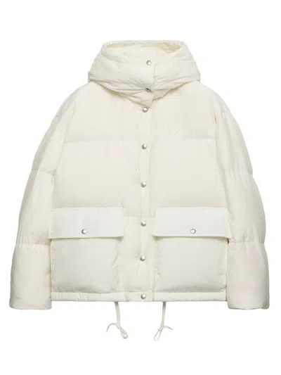 Prada Drawstring Hooded Down Jacket In White