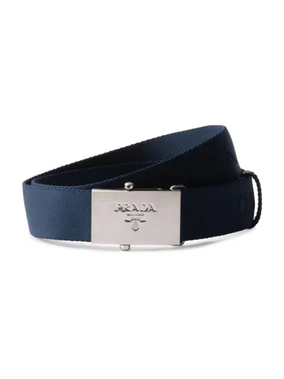 Prada Woven Re-nylon Belt In Gray