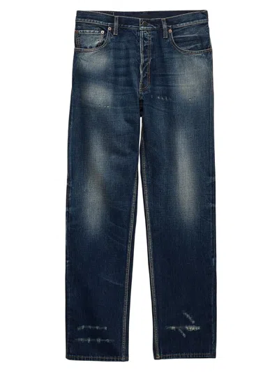 Prada Regular Washed Denim Jeans In Blue