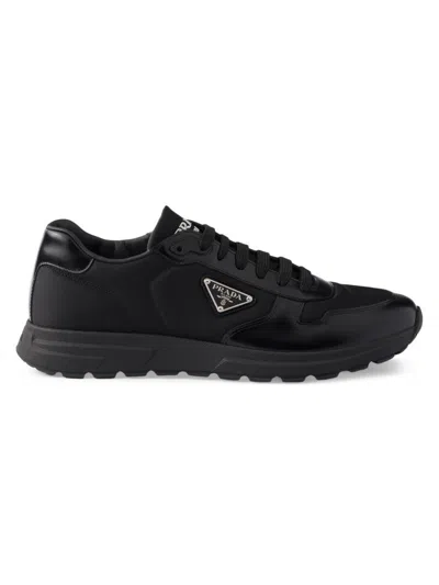 Prada Mens Black Prax 2.0 Re-nylon Shell And Leather Trainers Eur 41.5 / 7.5 Uk